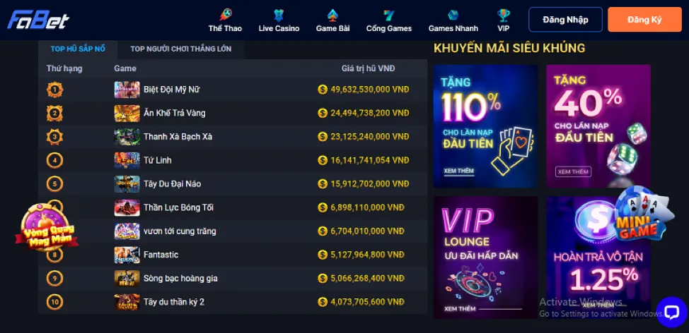 Ưu đãi nạp tiền hàng ngày và hàng tuần tại 789cub win